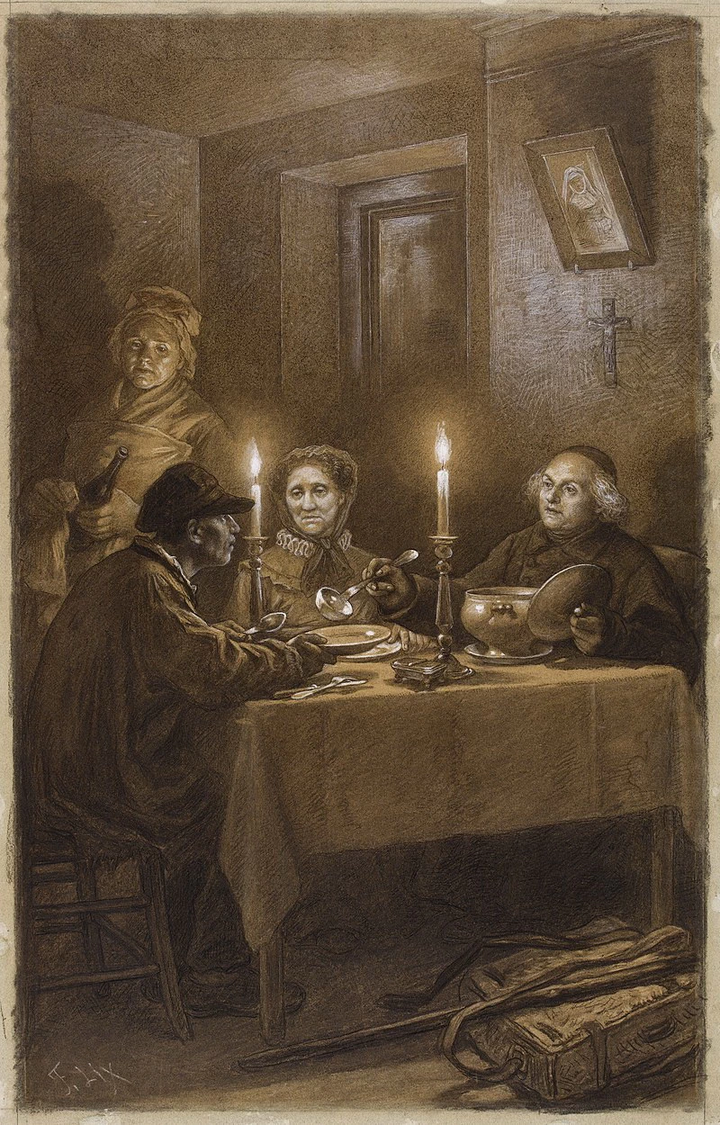 Il vescovo e il forzato, illustrazione per Les Misérables (Casa Victor Hugo - Casa Hauteville)